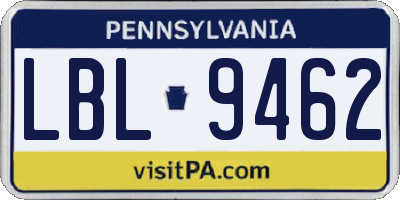 PA license plate LBL9462