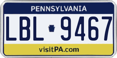 PA license plate LBL9467
