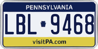 PA license plate LBL9468