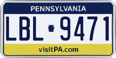 PA license plate LBL9471