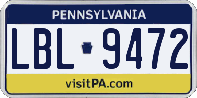 PA license plate LBL9472