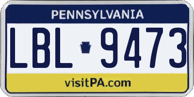 PA license plate LBL9473