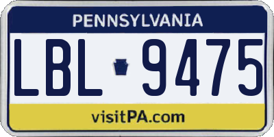 PA license plate LBL9475