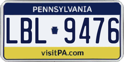PA license plate LBL9476