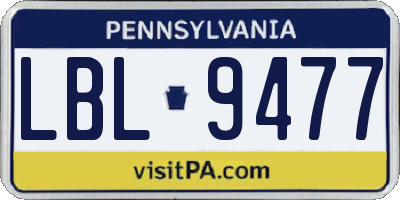 PA license plate LBL9477