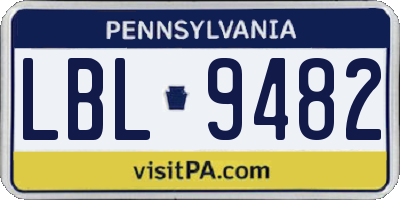 PA license plate LBL9482