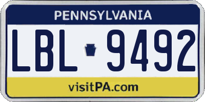 PA license plate LBL9492