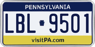 PA license plate LBL9501