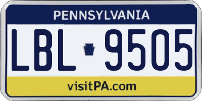 PA license plate LBL9505