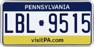 PA license plate LBL9515