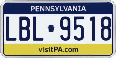 PA license plate LBL9518