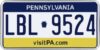 PA license plate LBL9524