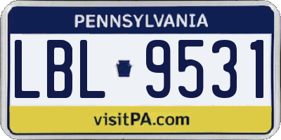 PA license plate LBL9531