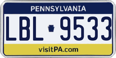 PA license plate LBL9533