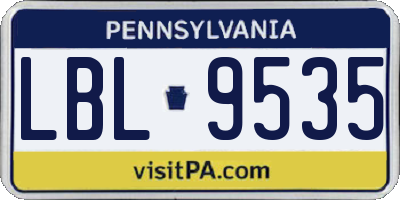 PA license plate LBL9535