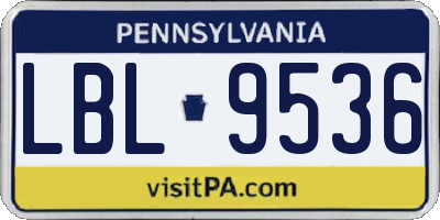 PA license plate LBL9536