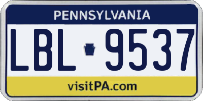 PA license plate LBL9537