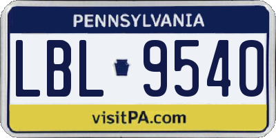 PA license plate LBL9540