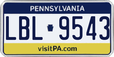 PA license plate LBL9543