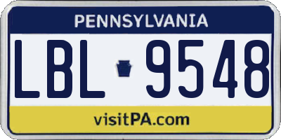 PA license plate LBL9548