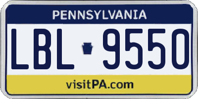 PA license plate LBL9550