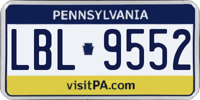PA license plate LBL9552