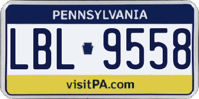 PA license plate LBL9558