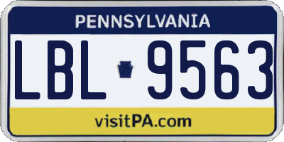 PA license plate LBL9563