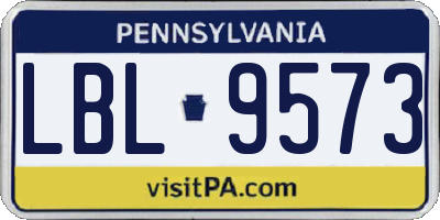 PA license plate LBL9573