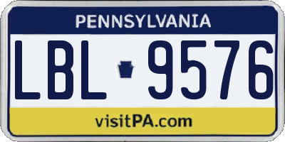 PA license plate LBL9576