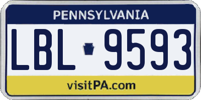 PA license plate LBL9593