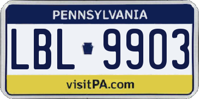 PA license plate LBL9903