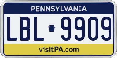 PA license plate LBL9909