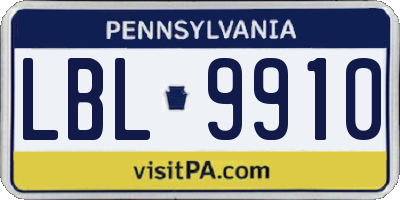 PA license plate LBL9910