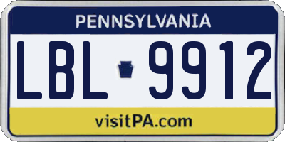 PA license plate LBL9912