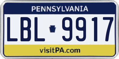 PA license plate LBL9917