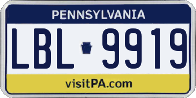 PA license plate LBL9919