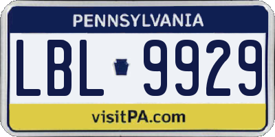 PA license plate LBL9929