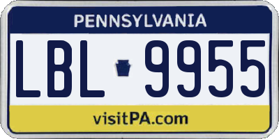 PA license plate LBL9955