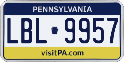 PA license plate LBL9957