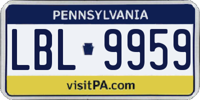 PA license plate LBL9959