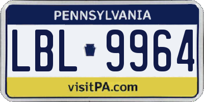 PA license plate LBL9964