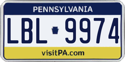 PA license plate LBL9974