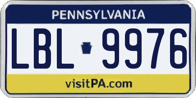 PA license plate LBL9976