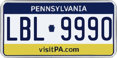 PA license plate LBL9990
