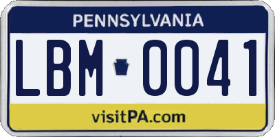 PA license plate LBM0041