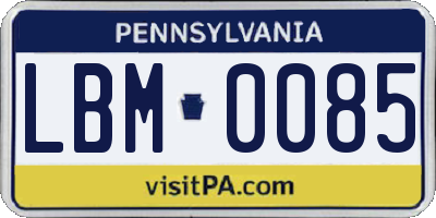 PA license plate LBM0085