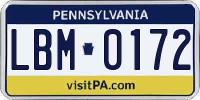 PA license plate LBM0172