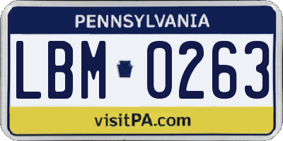 PA license plate LBM0263
