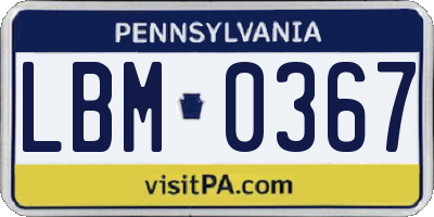 PA license plate LBM0367